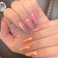 Chrome Mirror Finish Nails - Gold & Pink