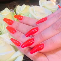 Bright Red Coral Nail Art